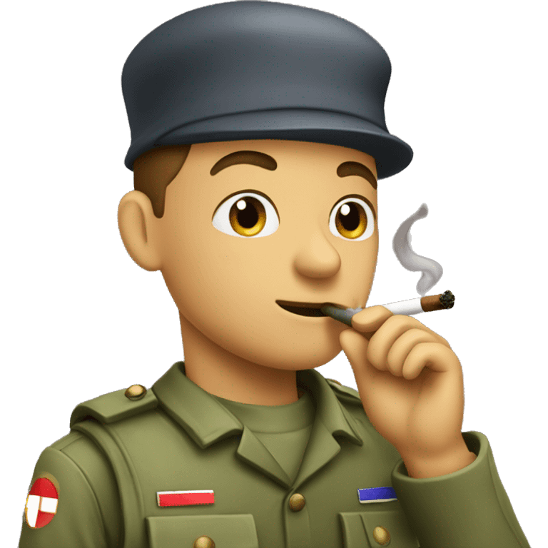 A soldier smoking a prune emoji