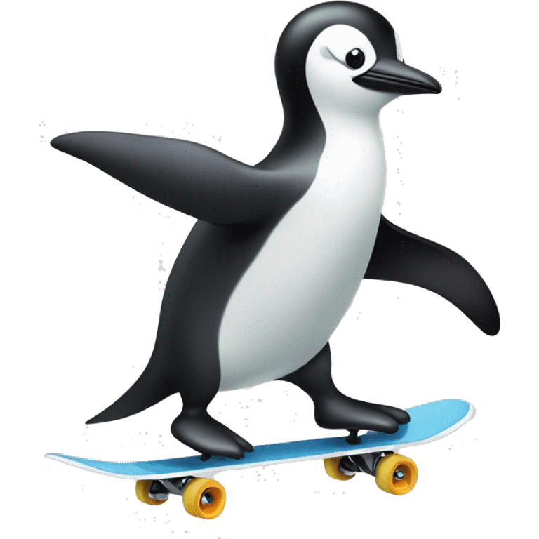 Pingüino en una patineta  emoji