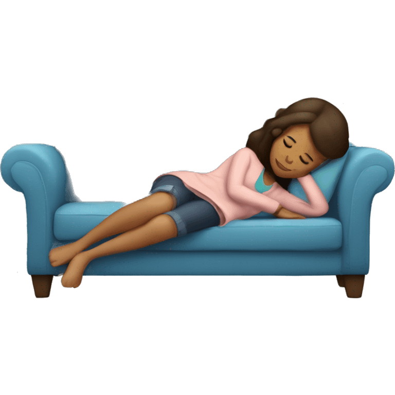 brunette taking a cute nap on couch emoji