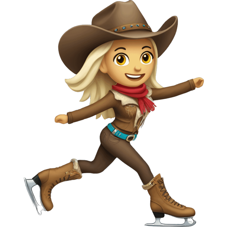 Ice skating cowgirl emoji