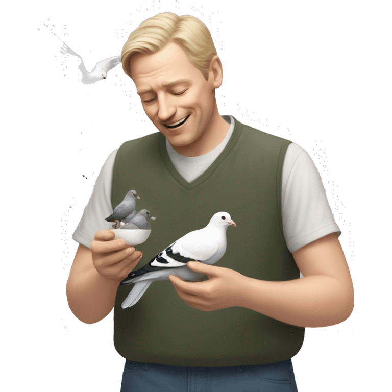 white man feeding pigeons emoji