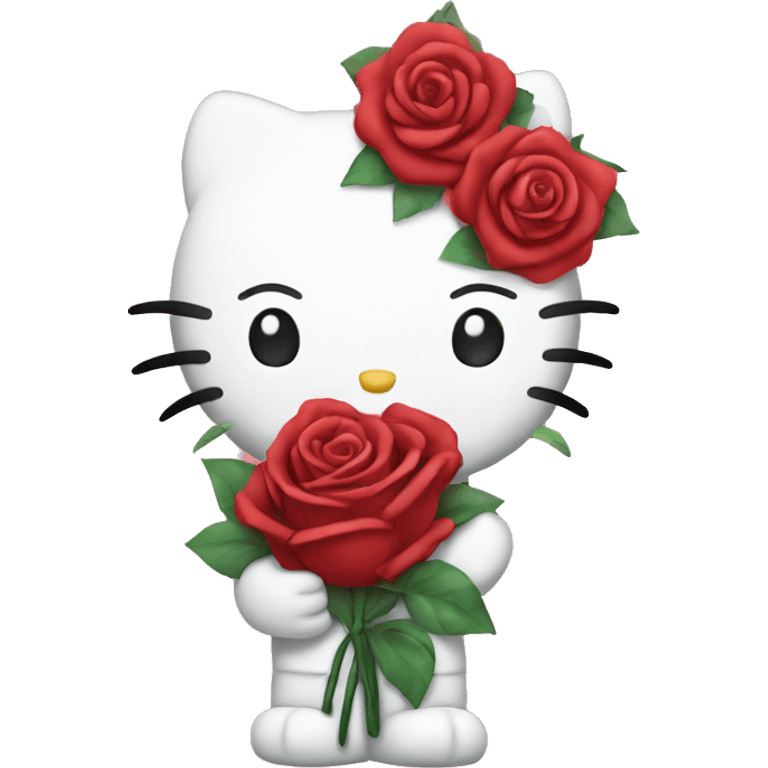 hello kitty holding roses  emoji