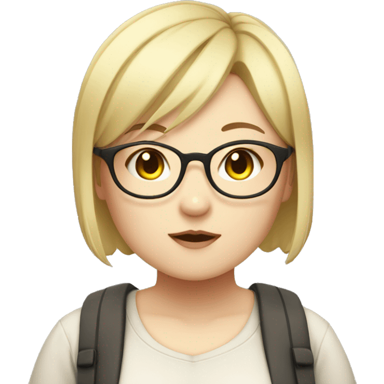 Chubby anime girl with glasses and short blonde hair emoji