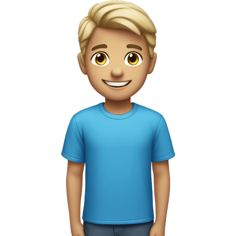 smiling boy in blue shirt emoji