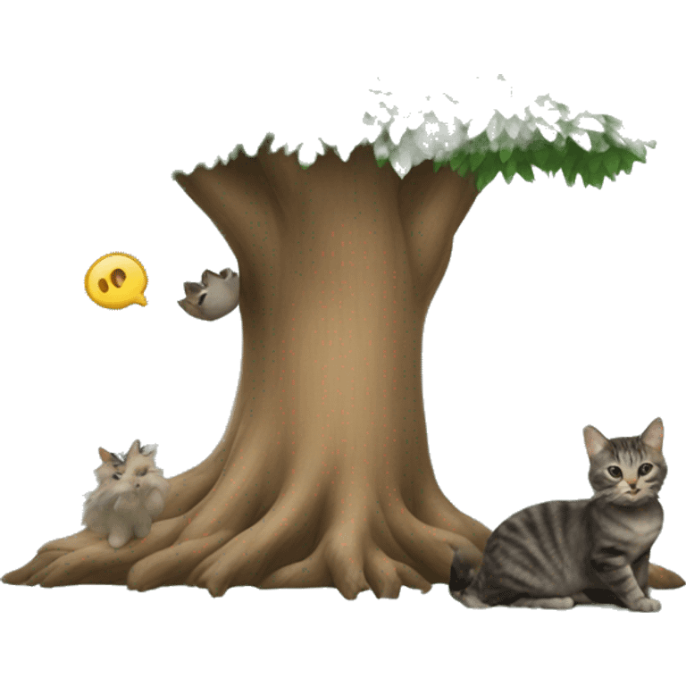 tree with cat and mous emoji