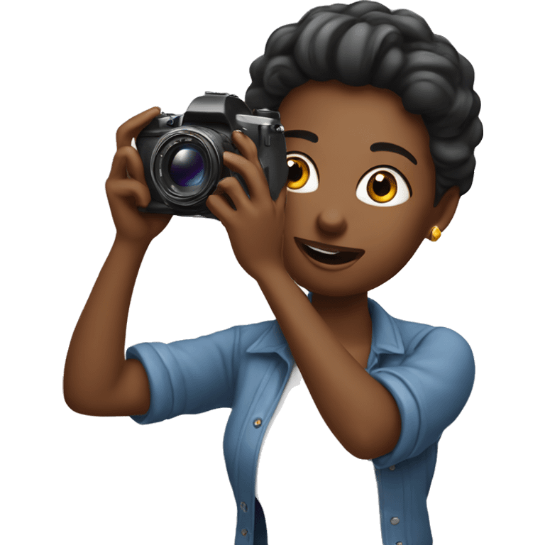 A woman taking a photo with an expensive camera ￼ emoji