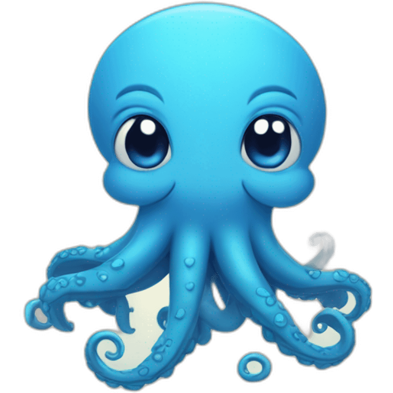 cute blue kraken with adorable face with many hearts around emoji