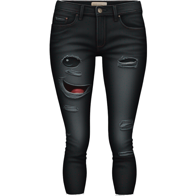 Hyper Realistic isolated black distressed jean jeggings.  emoji