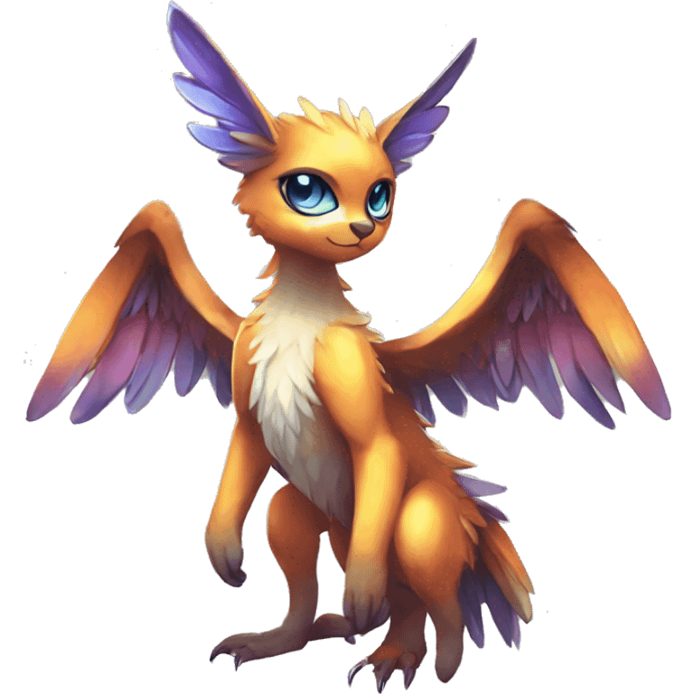 Anthro Sona Cool Edgy Cute Beautiful Colorful Shy Winged Shiny Fakemon-Fantasy-Creature Full Body emoji