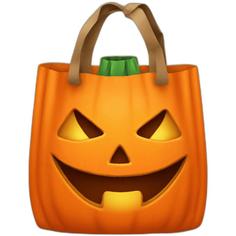 Orange Trick or treat bag with jack-o’-lantern face emoji