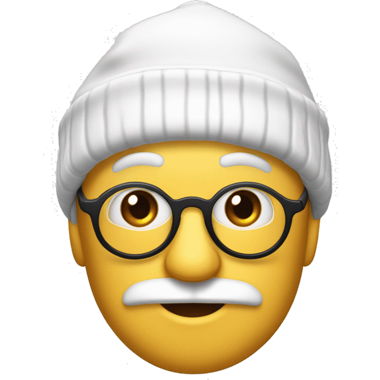 Père Noël blanc mignon avec un tuque et lunettes dorées  emoji