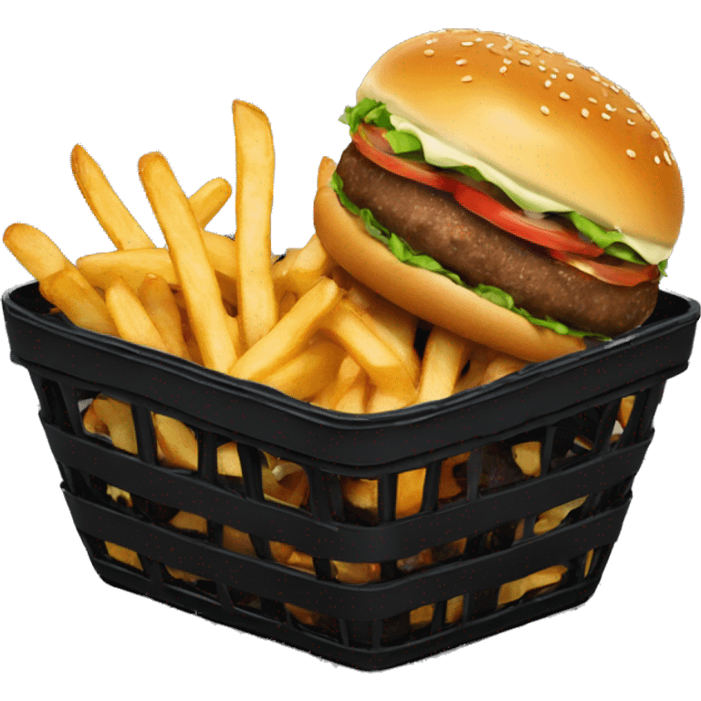 Burger and fries in a black basket emoji