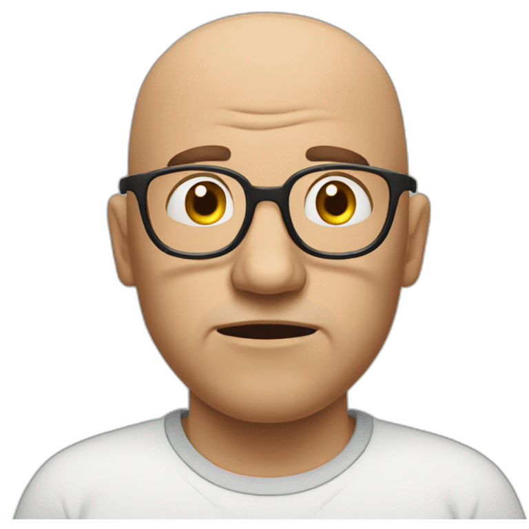 disgusted bald man with glasses emoji