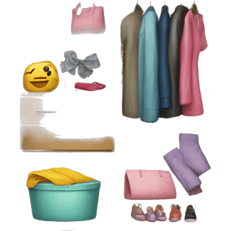 wardrobe with children's things emoji