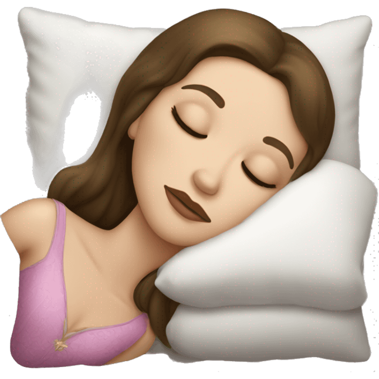 sleeping beauty brunette white girl with a silk pillow emoji