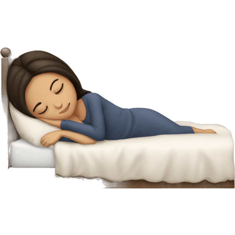 Brunette girl sleeping cozy emoji