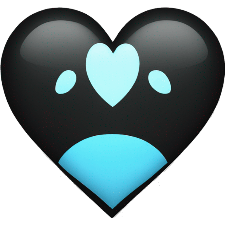 Half black and light blue heart emoji