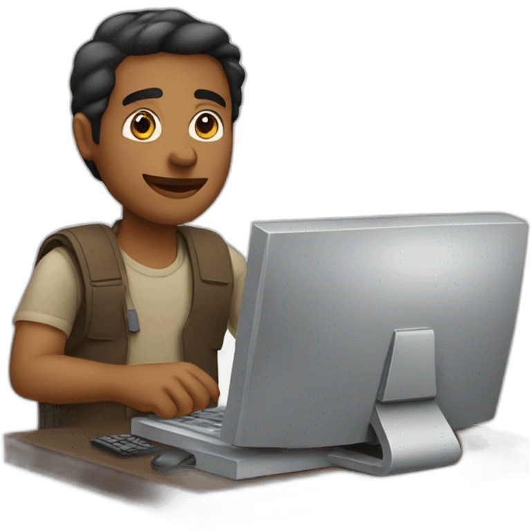 Brown man with computer and money emoji