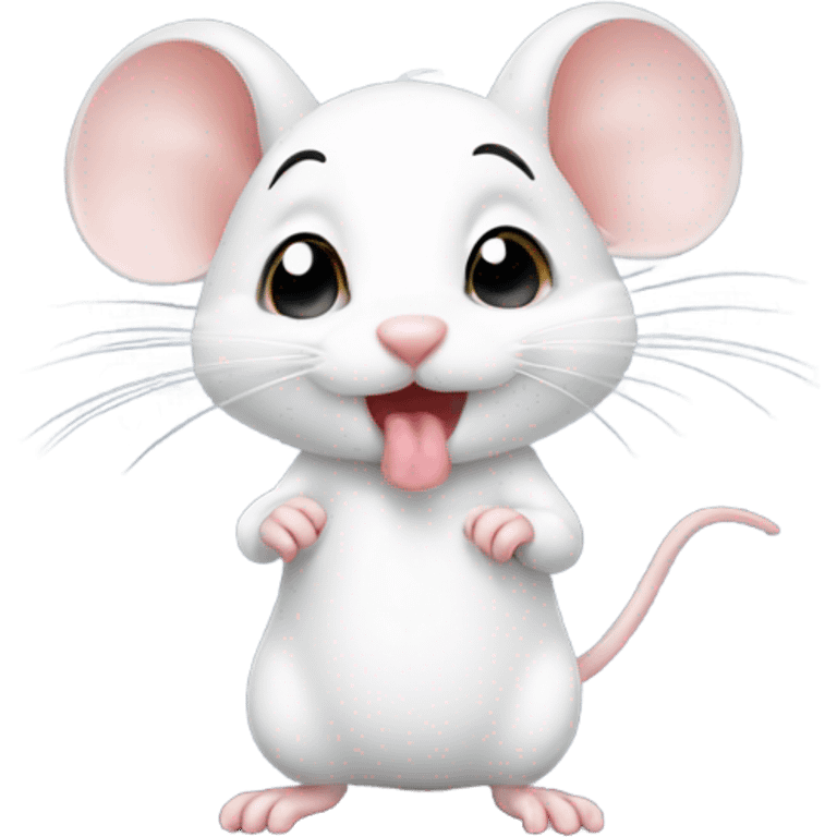 Cute little white mouse giving kiss emoji