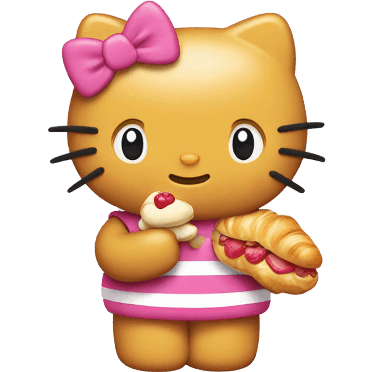 Hello Kitty eating croissant emoji