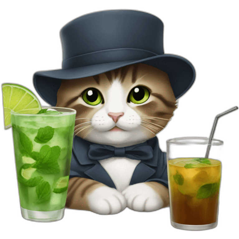 baby sherlock holmes cat drinking mojito emoji