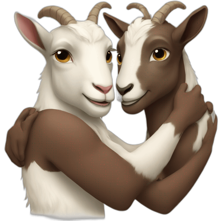 2 goats hug love emoji