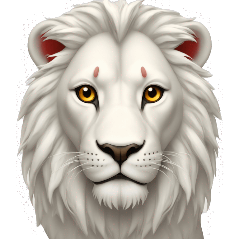 Lion blanc sauvage avec des yeux rouge emoji