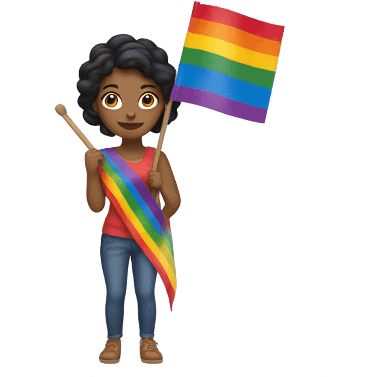 Latina Holding Gay pride flag emoji