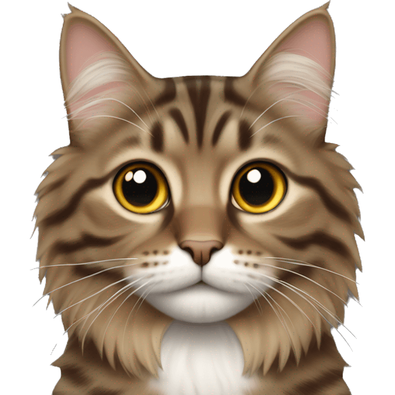 Long hair brown tabby cat no ears emoji