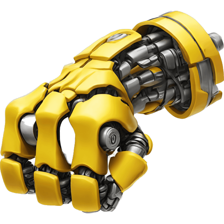 Yellow mechanical cyborg bicep that’s flexing emoji