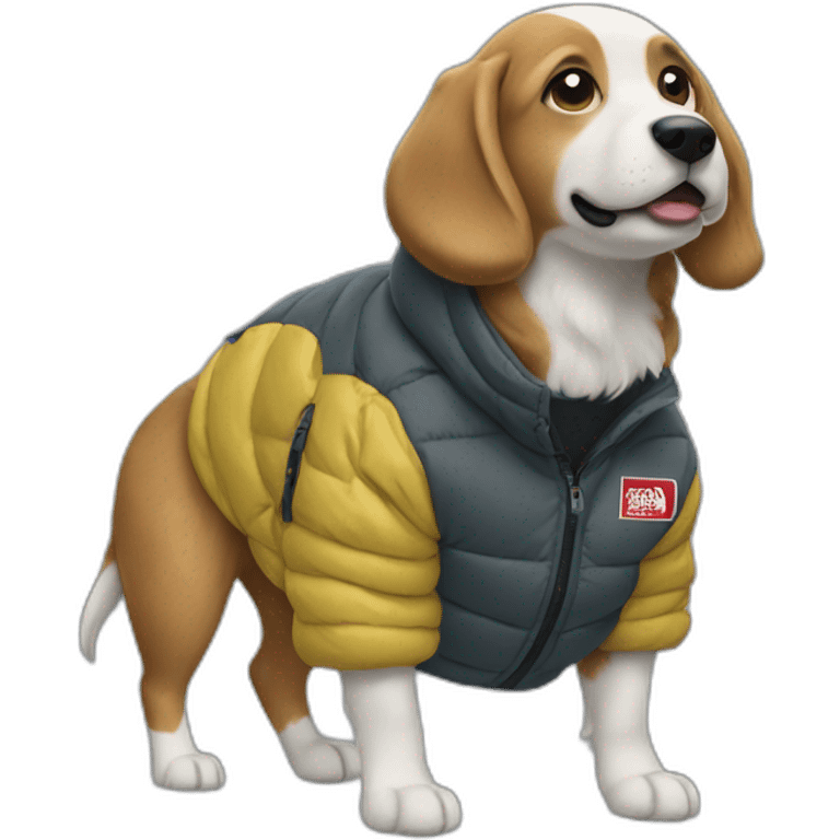 Dog wearing the north face jacket emoji