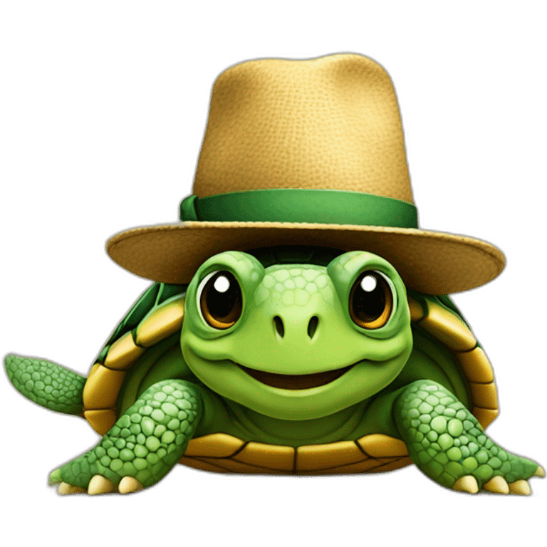 A turtle with a hat emoji