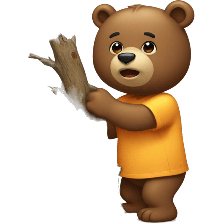 Bear chopping down a tree emoji