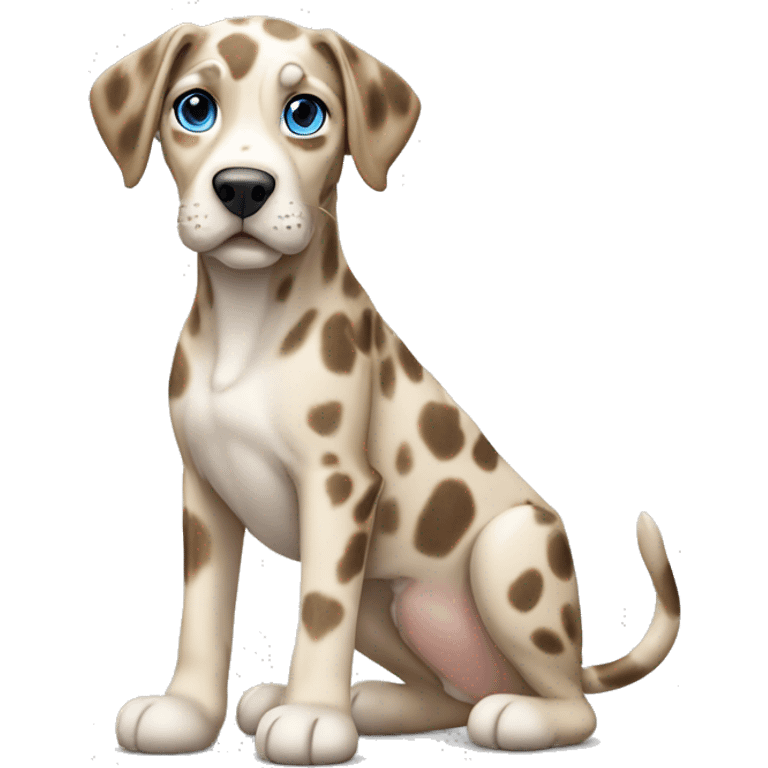 tan and white catahoula leopard dog full-body blue eyes emoji