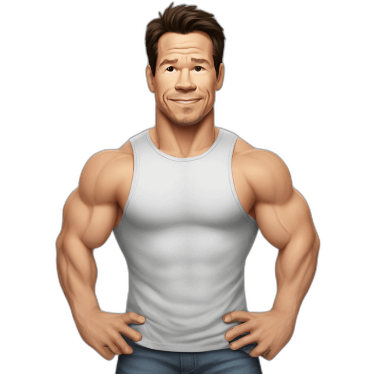 mark wahlberg cartoon wearing muscle tee emoji