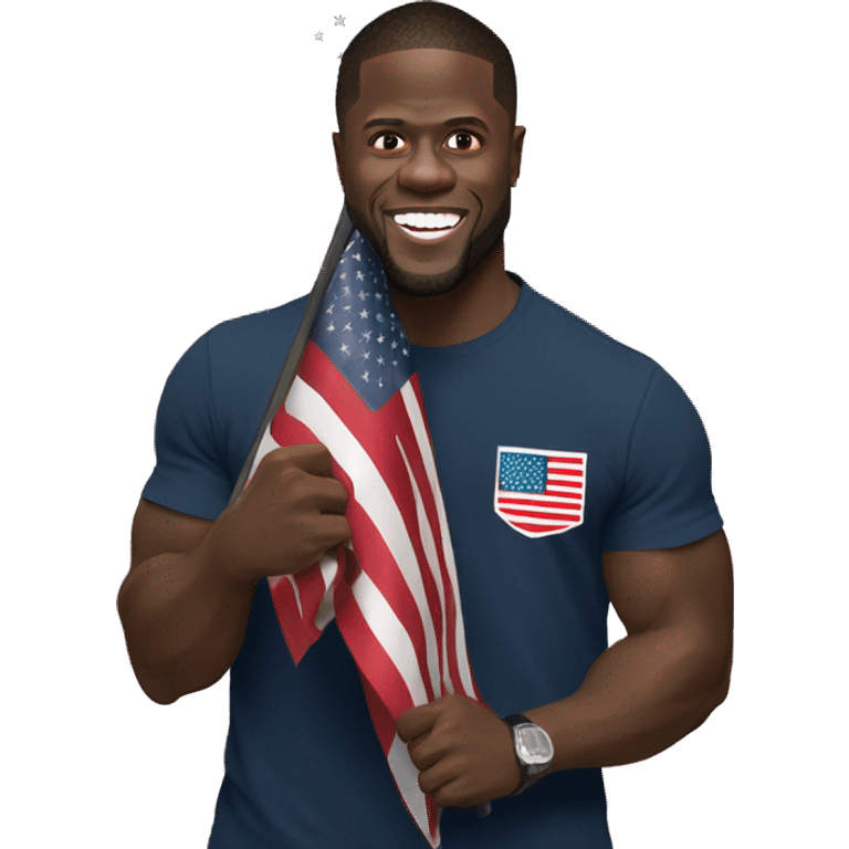 Kevin Hart holding American flag emoji