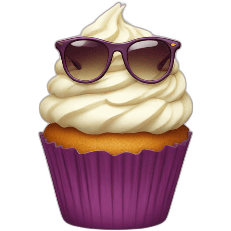 cupcake with cool glasses emoji