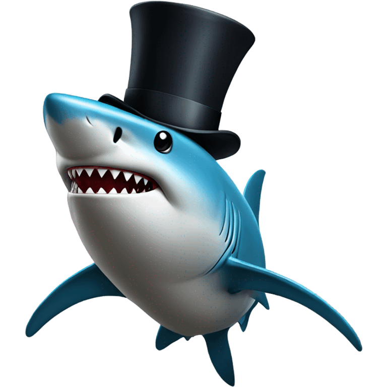 Shark with a top hat emoji