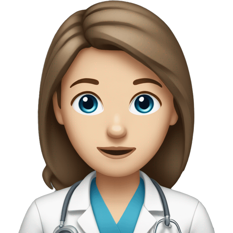 brown hair blue eyes woman veterinarian emoji