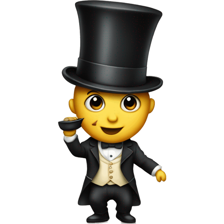 Baby with a top hat and a monocle doing a dance emoji