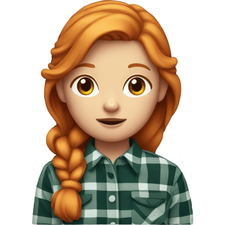 ginger girl wearing plaid shirt with a scar on the right side of her face emoji