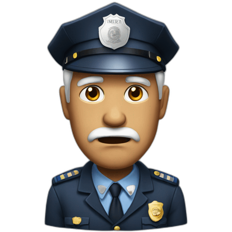 old real person with police cap a bit angry emoji