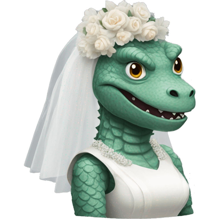 Godzilla dressed as a bride emoji