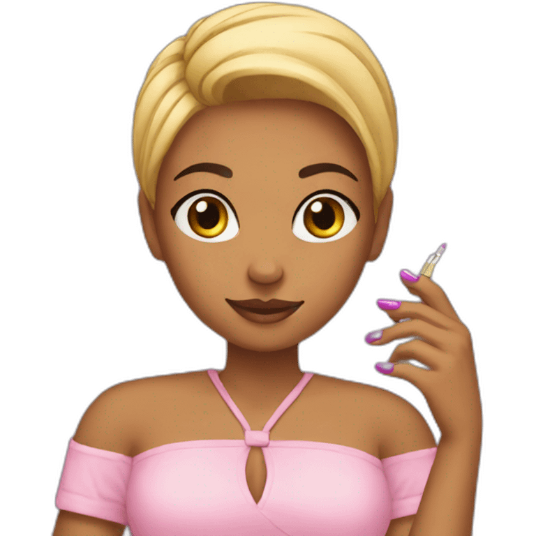 A girl doing the nails emoji