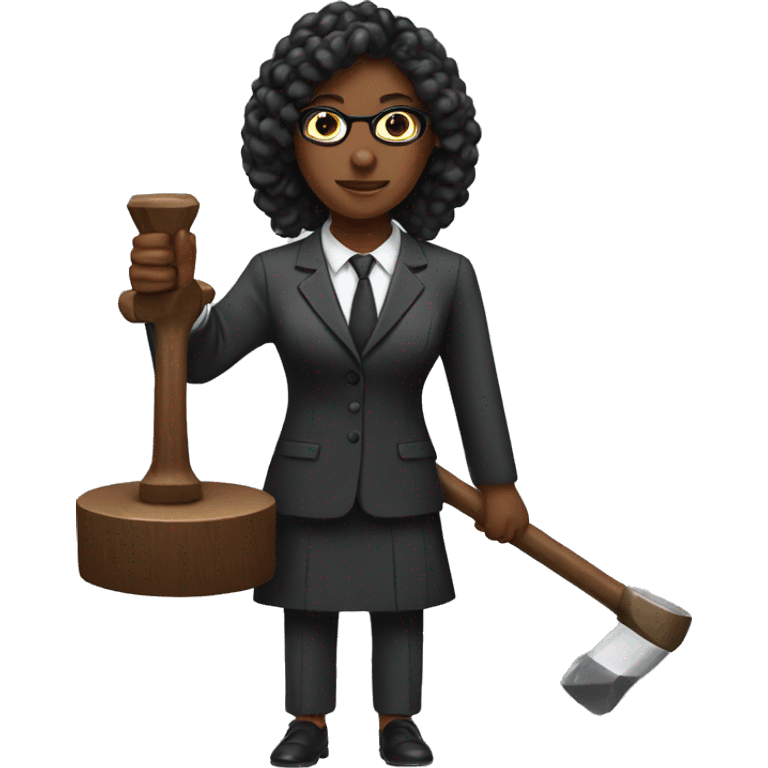 Black lawyer with two hammers in her hand emoji