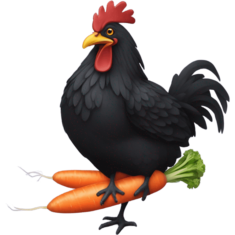 black chicken riding a carrot  emoji