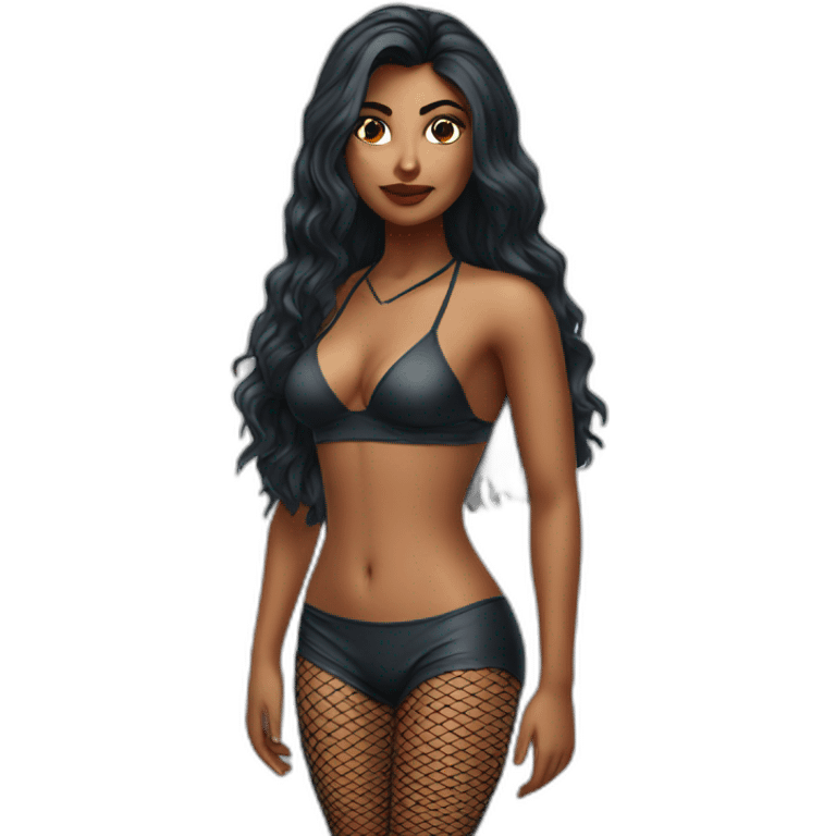 Indian girl posing legs in fishnet bikini sfw emoji