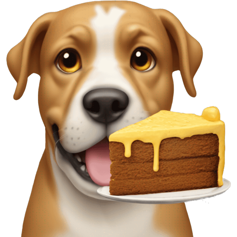 Dog eating chees cake emoji