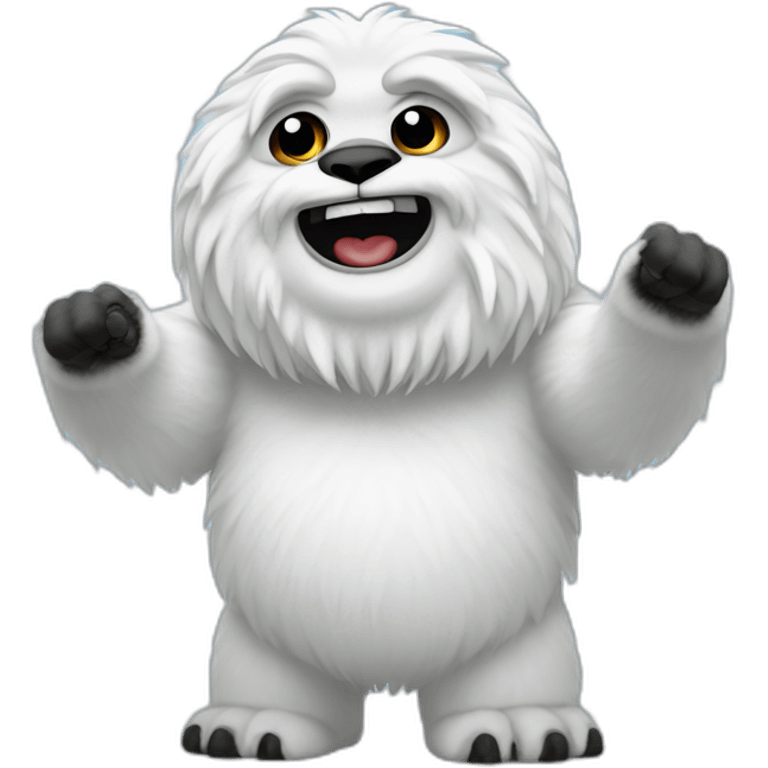 Happy wampa waving emoji