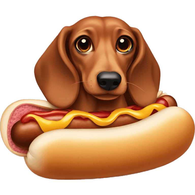 Braun dachshund in hotdog emoji